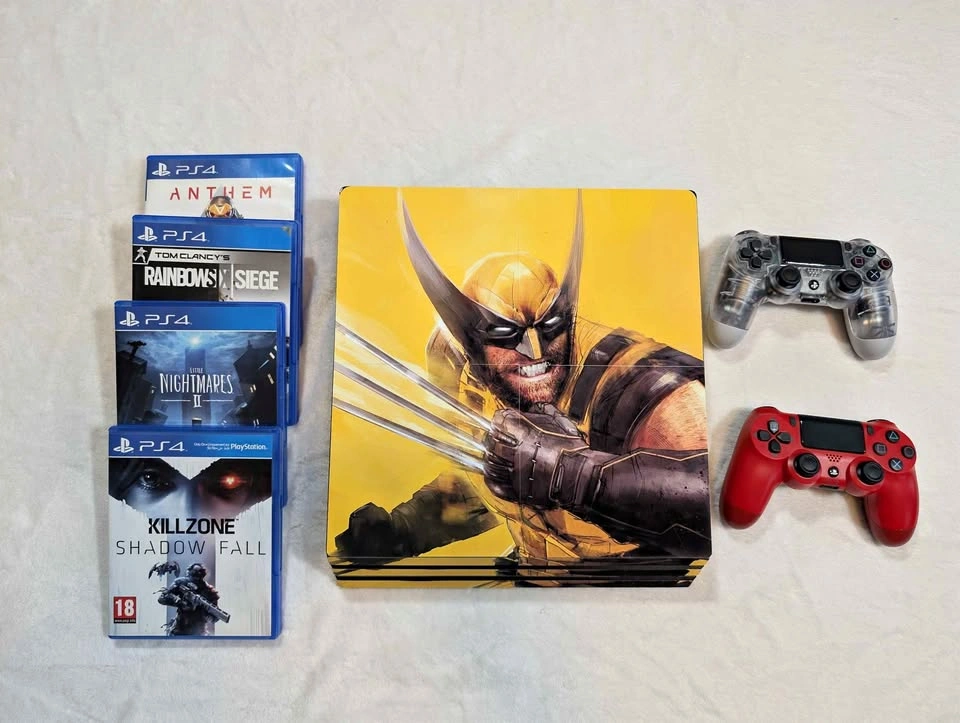 Ps4 Pro 1 Tb ( Wolverine Skin) + 2 Controllers and 4 Games