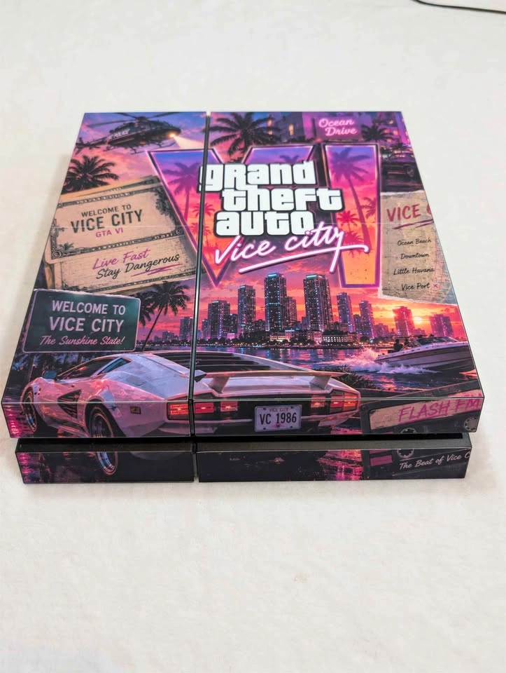 Ps4 ( GTA VI Custom Skin) + 2 Controllers and 4 Games - photo 5