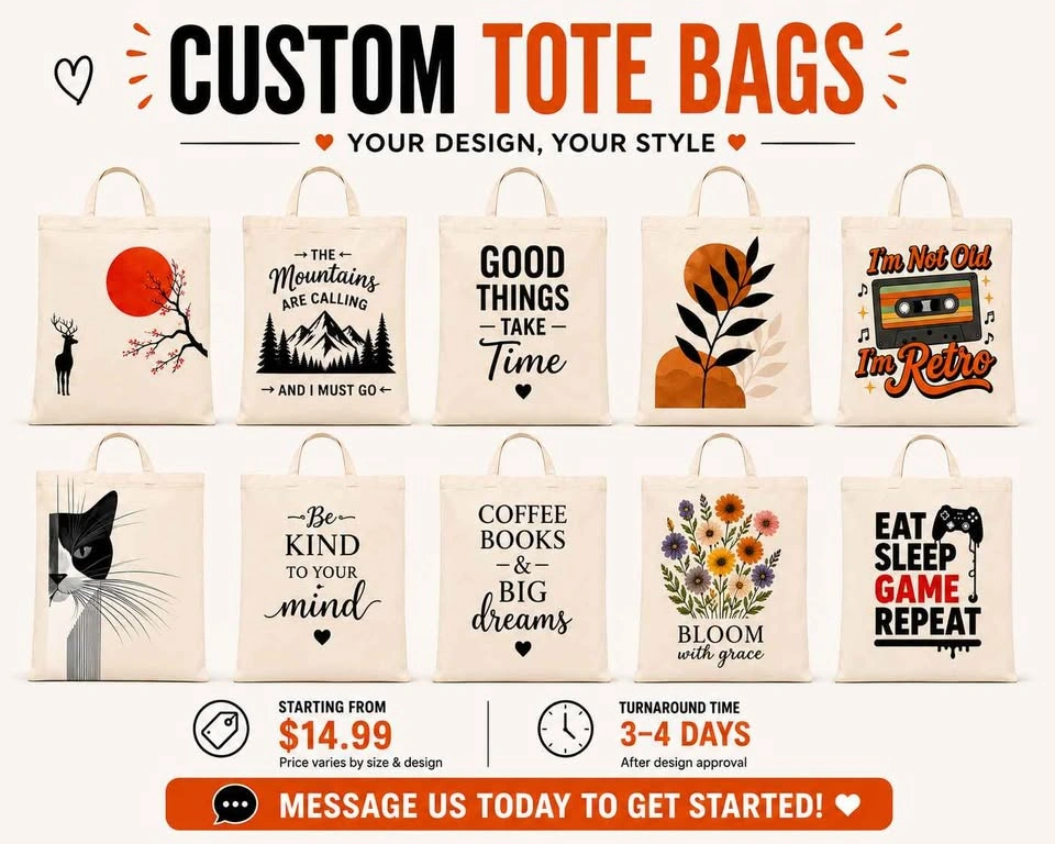 Custom 100% Cotton Tote Bags - photo 2