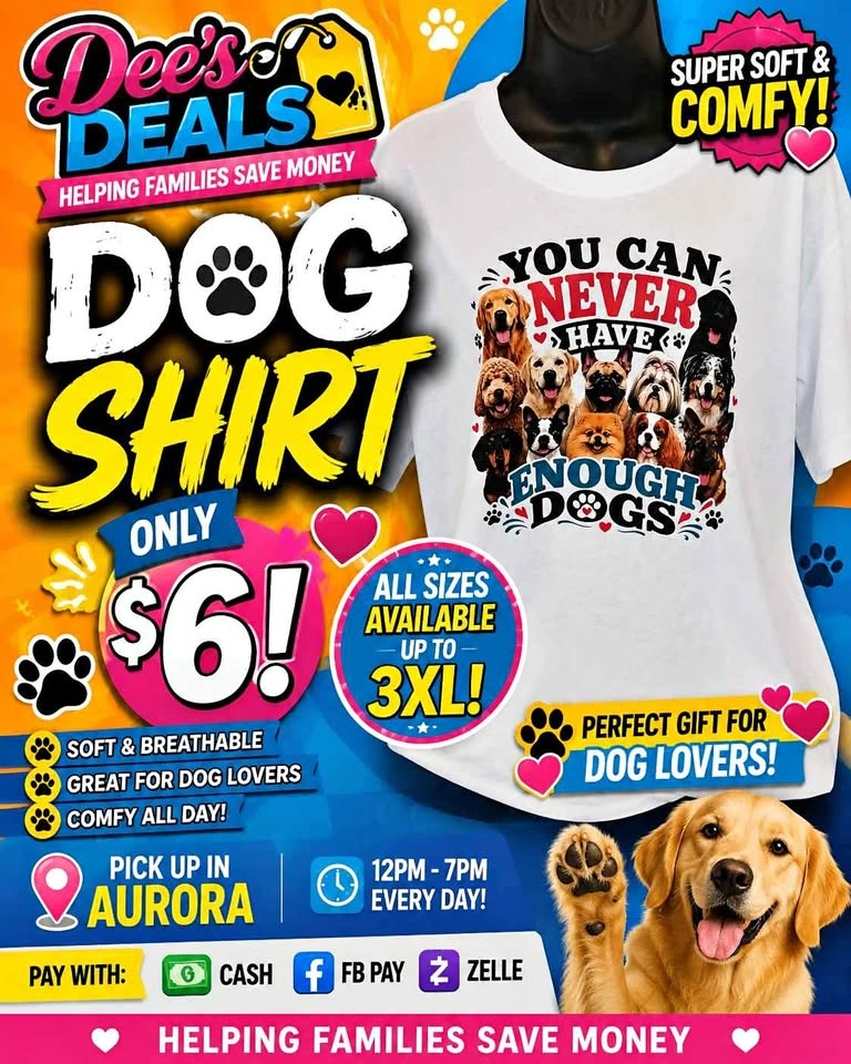 Can't have enough dogs shirts $6
