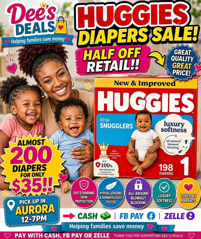 HUGE HUGGIES BOX DIAPERS $35
