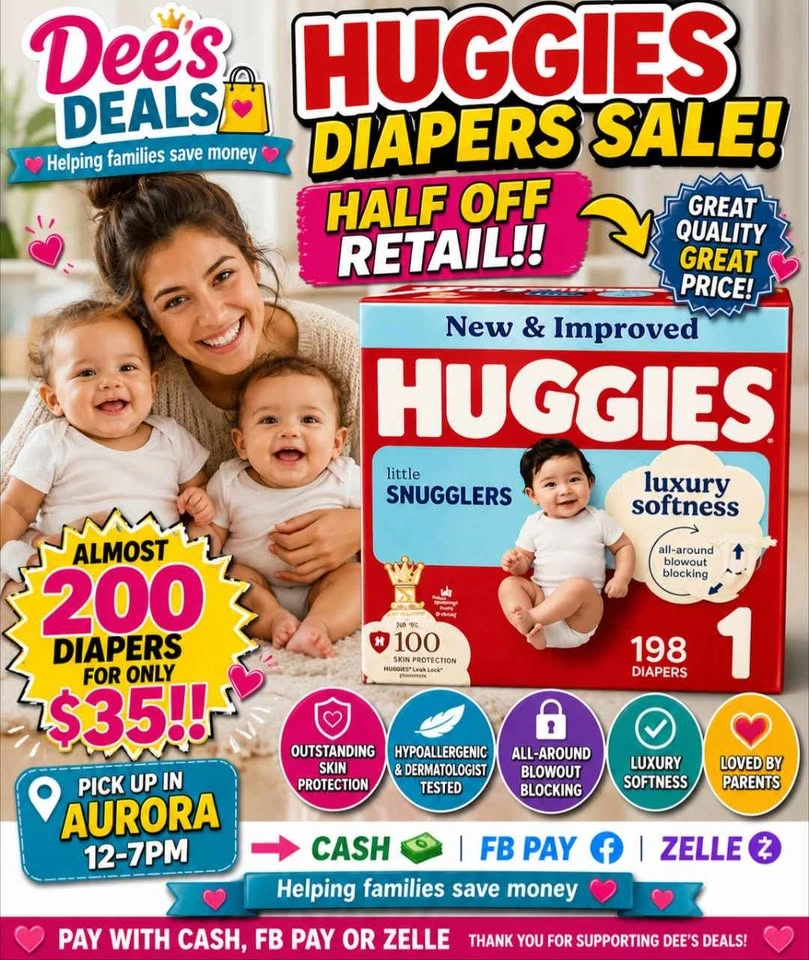 HUGE HUGGIES BOX DIAPERS $35 - photo 2