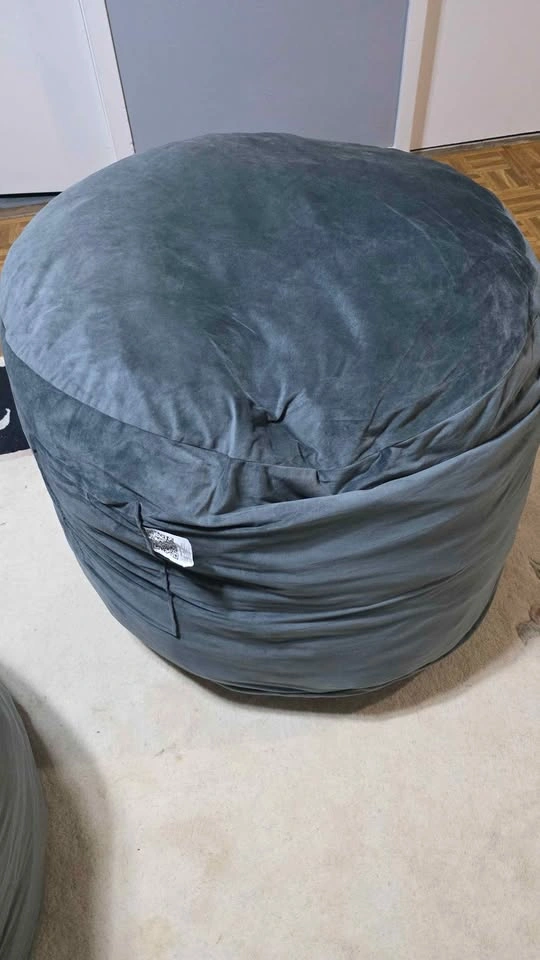 Set of 2 Grey Bean Bag Chairs - photo 2