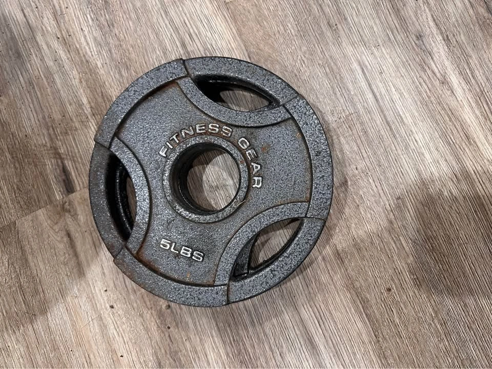 182 lb Fitness Gear Cast Iron Weight Plate Set + FREE Extra 10lb - photo 5
