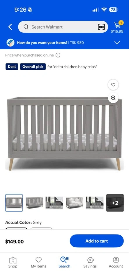 Grey baby crib - photo 2