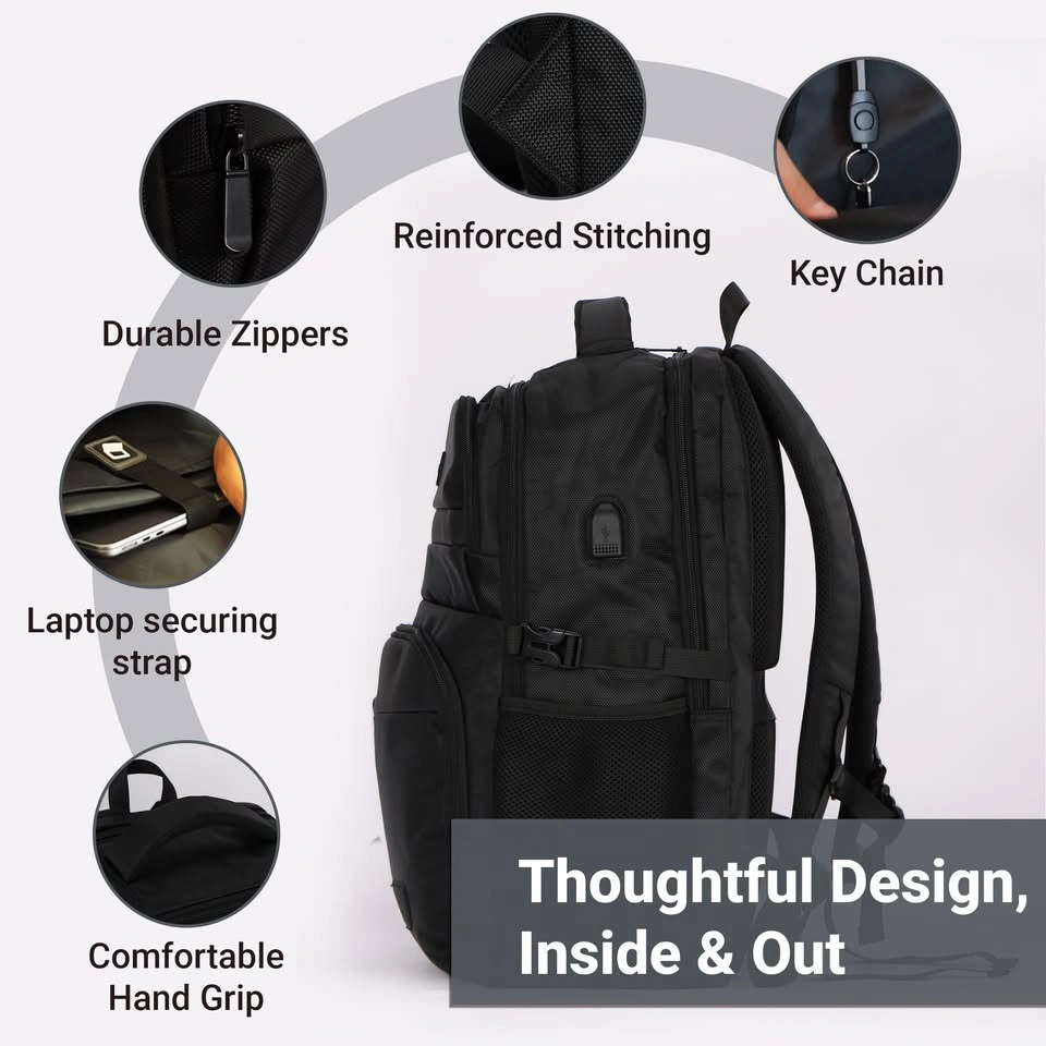 Large capacity laptop backpack, anti-theft and USB port - photo 2