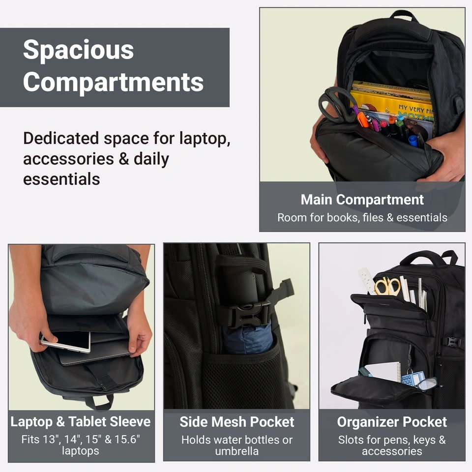 Large capacity laptop backpack, anti-theft and USB port - photo 3