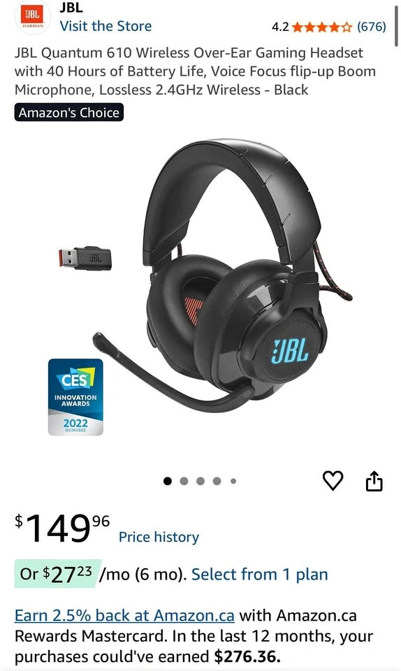 JBL Quantum 610 Wireless Over-Ear Gaming Headset