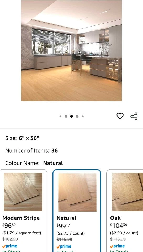 Peel and Stick Floor Tiles Natural 36"x6" - 36 Pack - photo 2