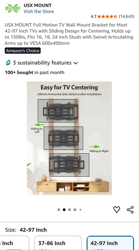 USX MOUNT Full Motion TV Wall Mount for 42-97 Inch TVs - photo 3