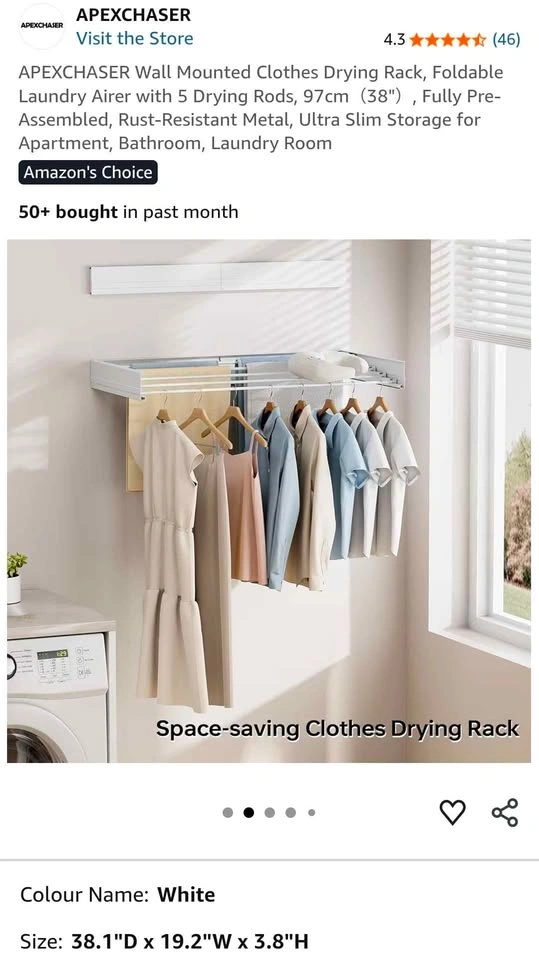 APEXCHASER Wall Mounted Clothes Drying Rack - photo 3