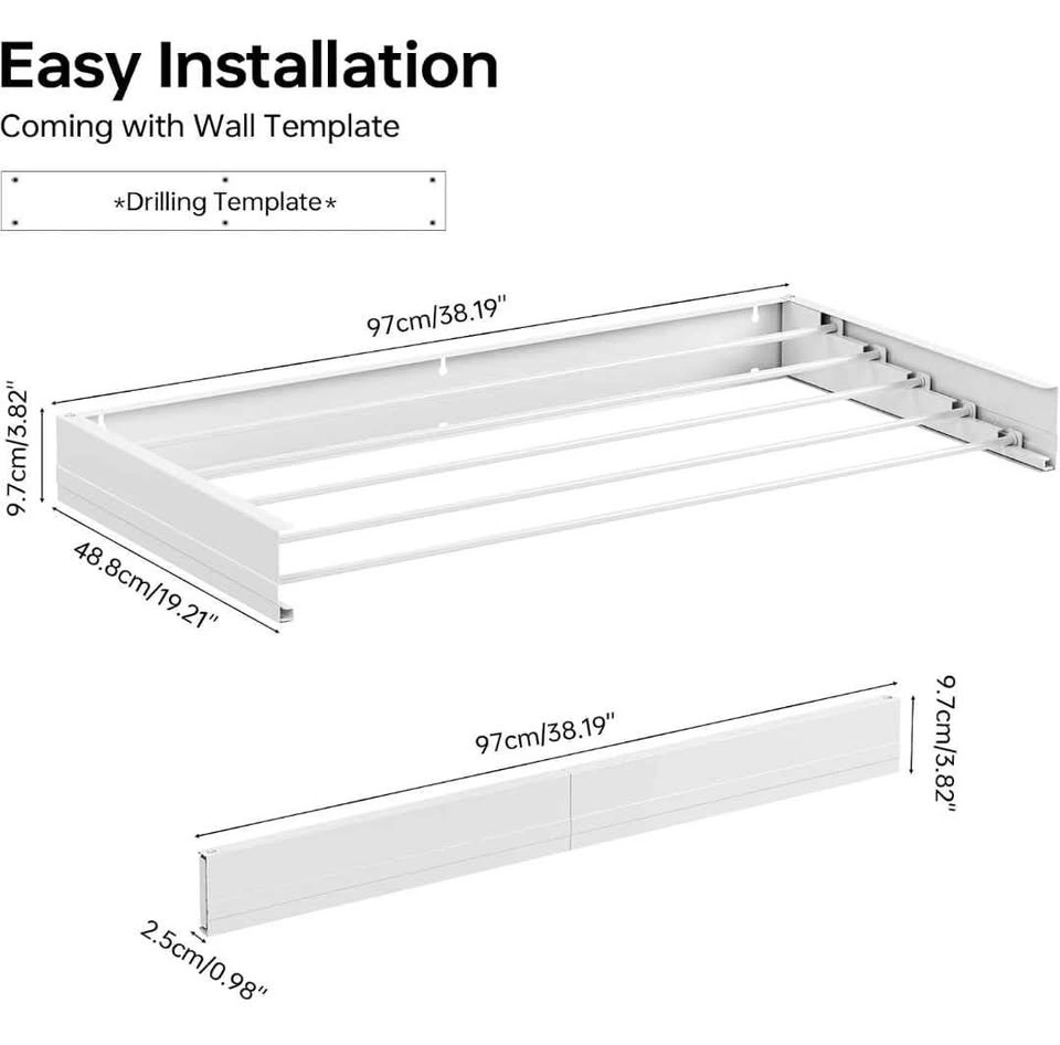 APEXCHASER Wall Mounted Clothes Drying Rack - photo 5