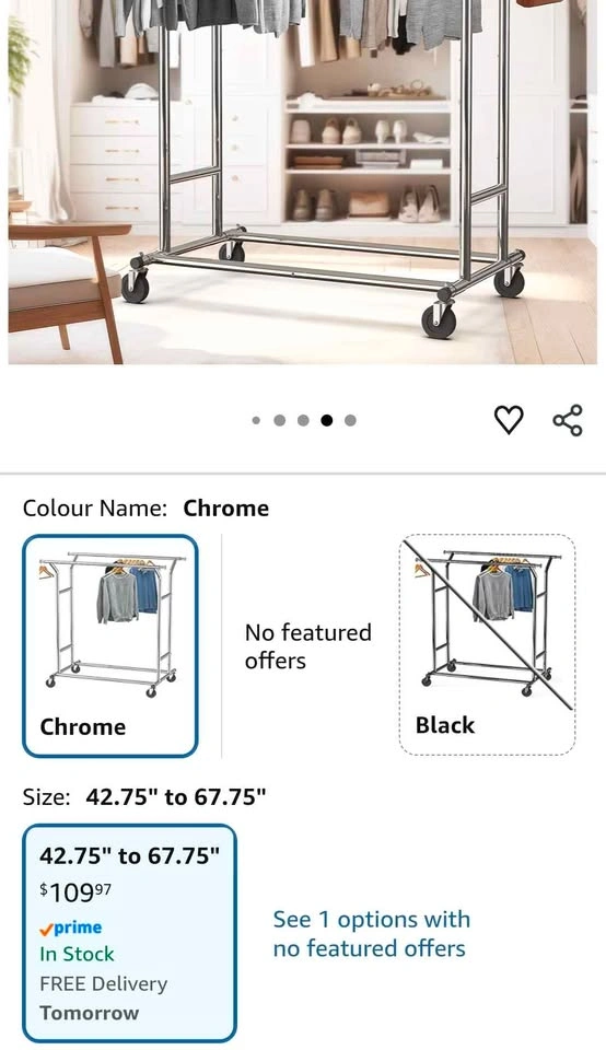 Simple Houseware Commercial Grade Double Rail Clothing Garment R - photo 2
