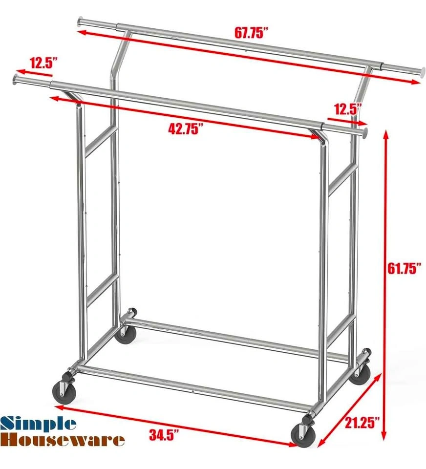 Simple Houseware Commercial Grade Double Rail Clothing Garment R - photo 4