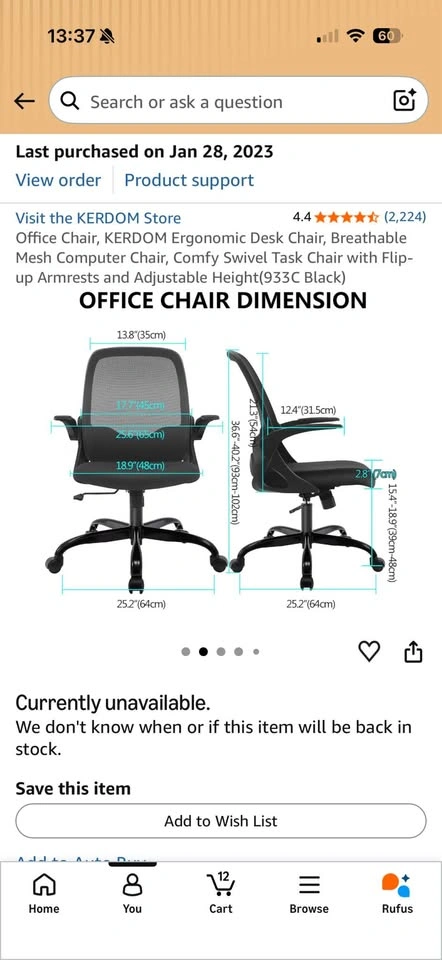 KERDOM Ergonomic Mesh Office Chair with Flip-up Armrests - photo 2