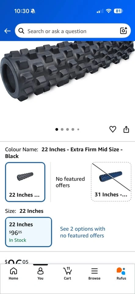 RumbleRoller 22" Extra Firm Foam Roller, Mid Size - Black - photo 3