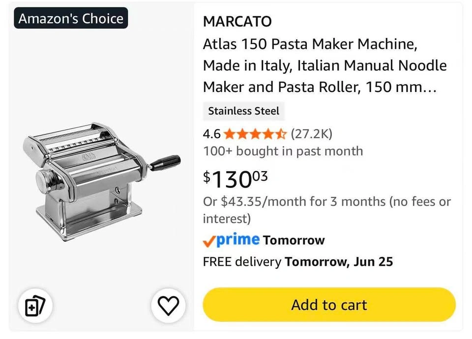 Marcato Atlas 150 Manual Pasta Maker Machine (Made in Italy) - photo 2
