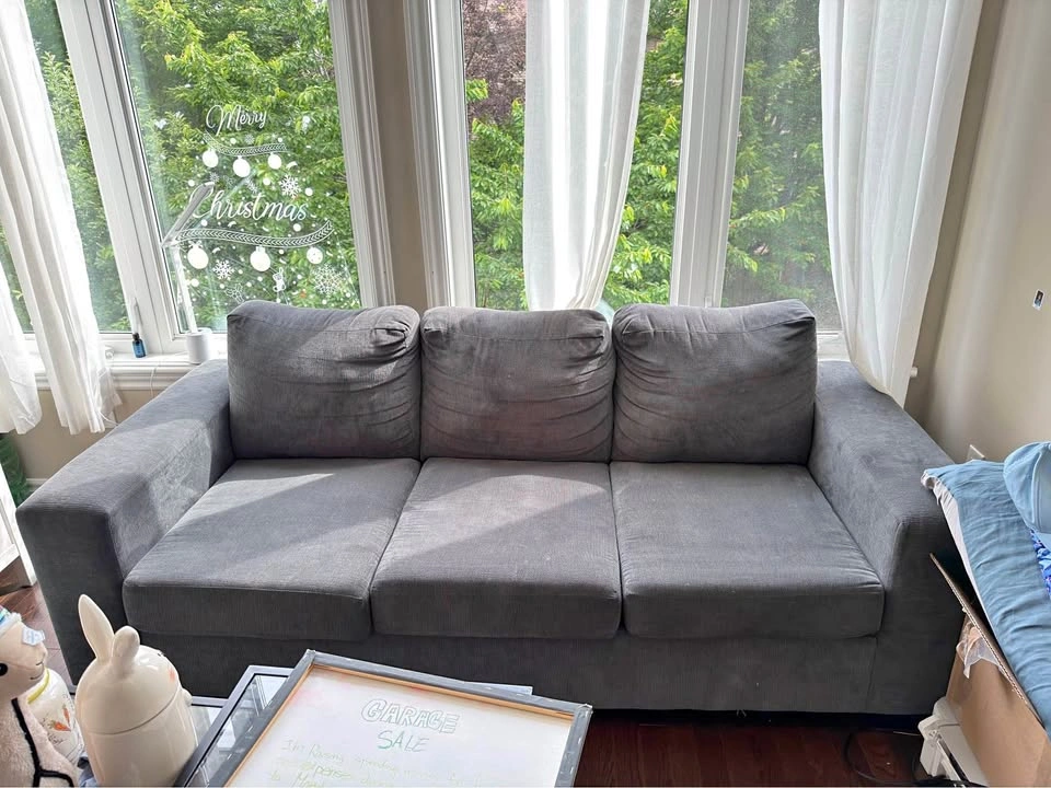 Leon's 3-Seater Fabric Sofa in Charcoal / Dark Grey