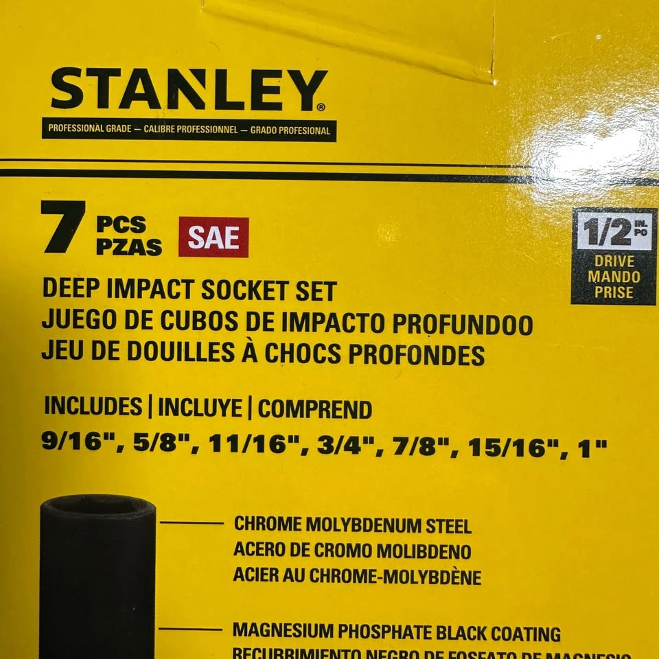 Stanley 14-Piece 1/2" Drive SAE & Metric Deep Impact Socket Set - photo 3