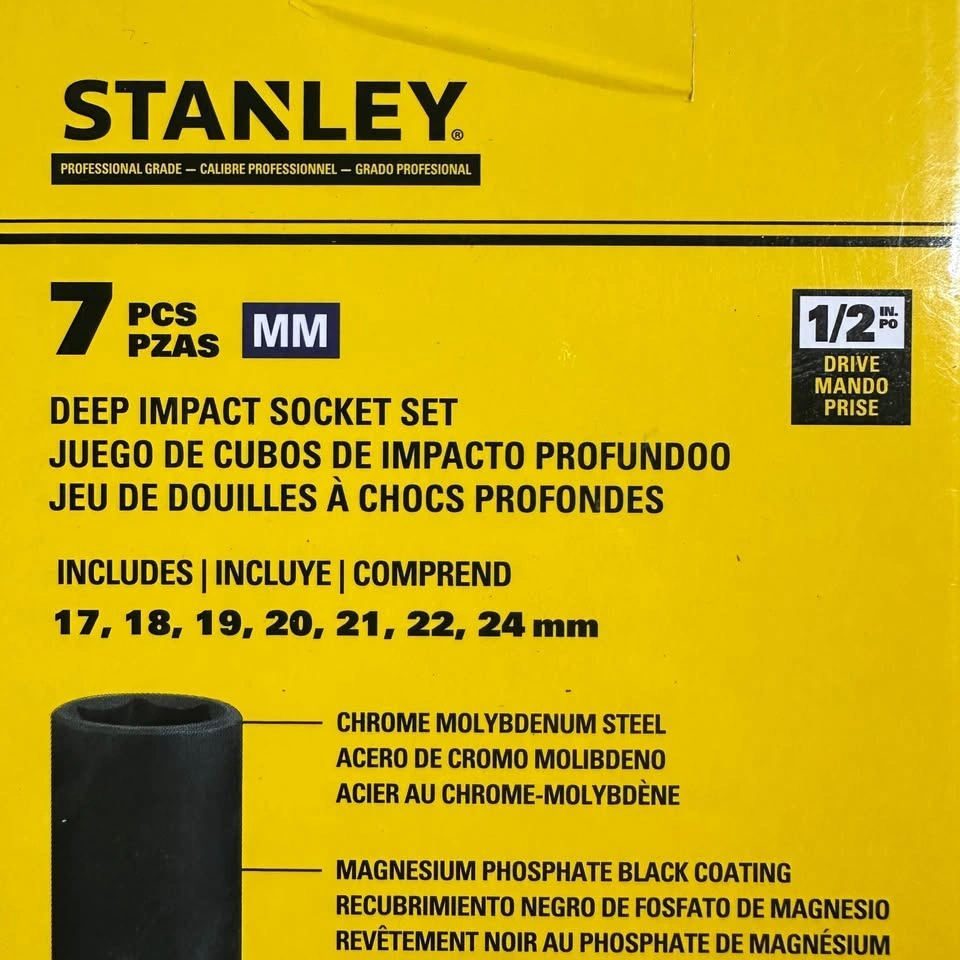 Stanley 14-Piece 1/2" Drive SAE & Metric Deep Impact Socket Set - photo 4