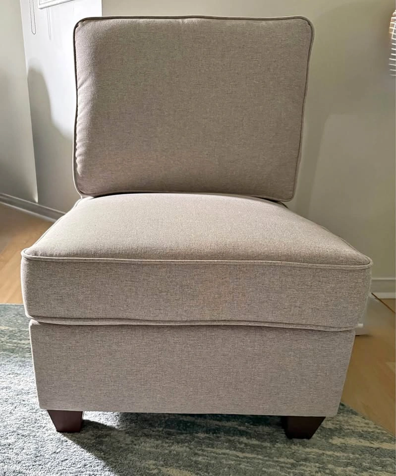 Modular Armless Accent Chair – Beige Greige – Assembled