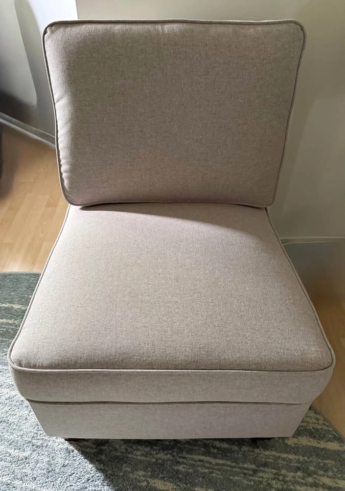 Modular Armless Accent Chair – Beige Greige – Assembled - photo 2