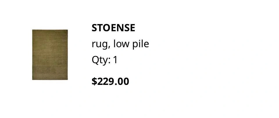 NEW IKEA STOENSE Rug, Low Pile (200x300 cm) - Olive Green