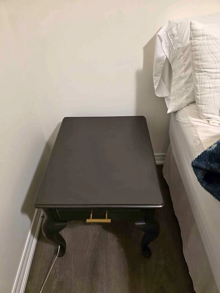 2 Dark Single Drawer Nightstand with Cabriole Legs