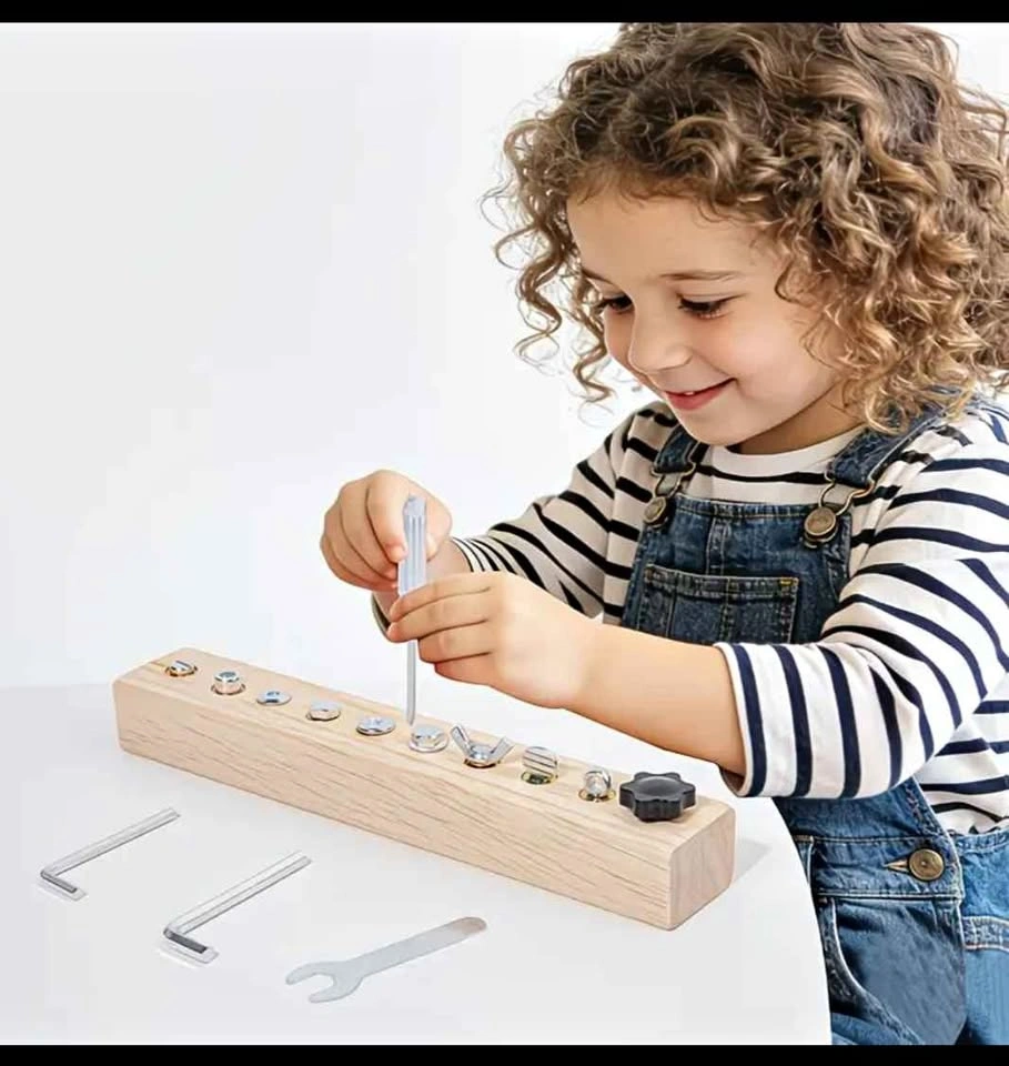 Montessori Wooden Screw Driver Board Toy