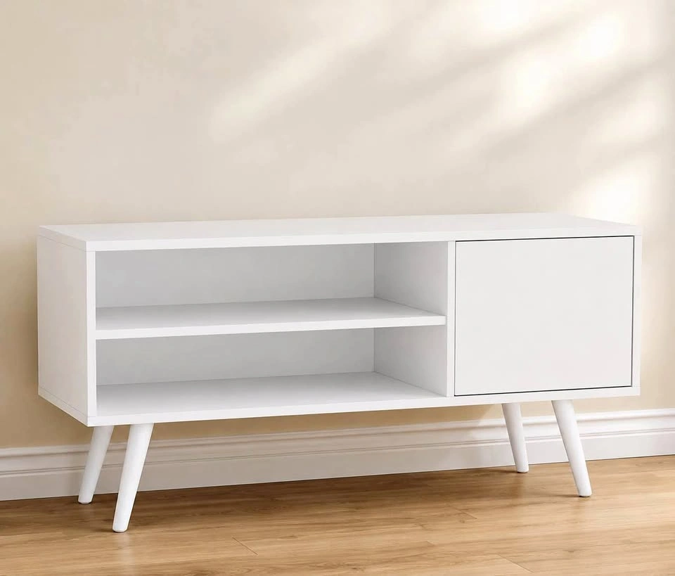 Mid-Century Modern White TV Stand