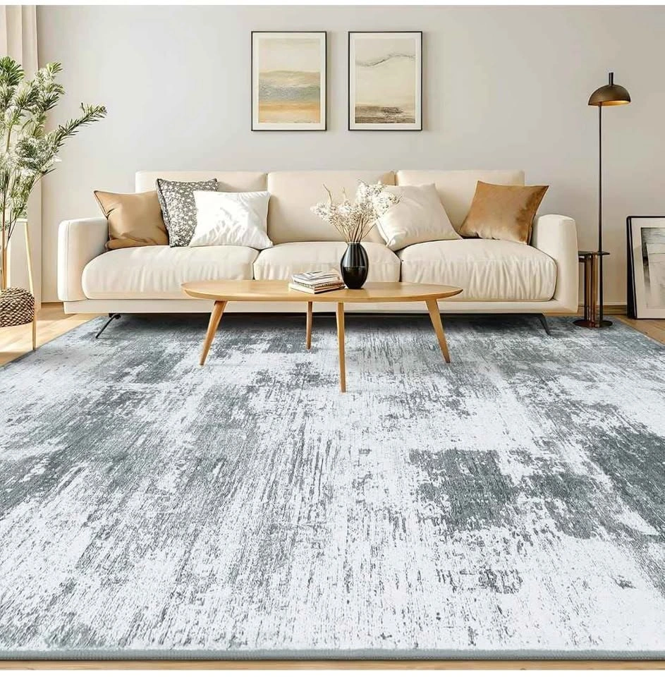 Brand New 9x12 Modern Abstract Area Rug - Grey Washable Non-Slip - photo 4