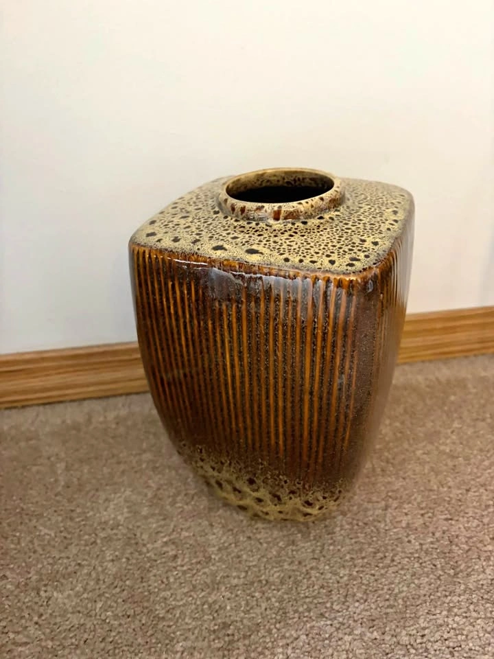 Square Brown Ceramic Vase