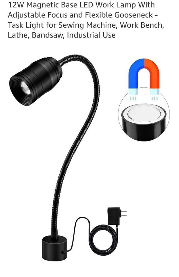 Magnetic work light, LED machine light with flexible gooseneck