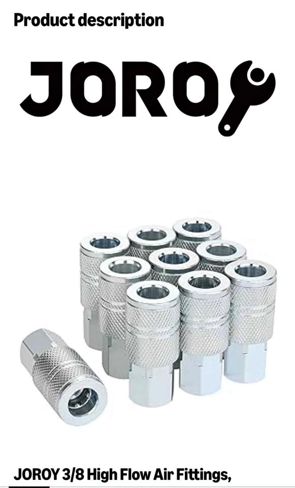 JOROY 3/8 High Flow Air Fittings Industrial M-Type Coupler 10 Pa