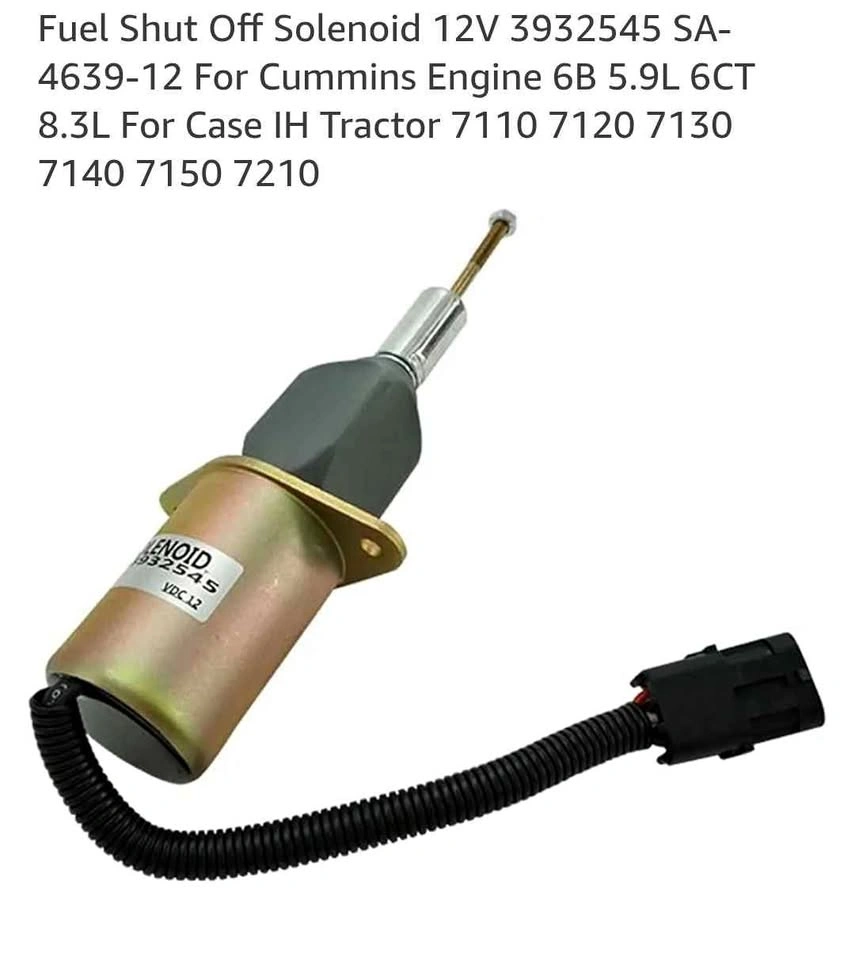 Fuel Shut Off Solenoid 12V 3932545 for Cummins Case IH