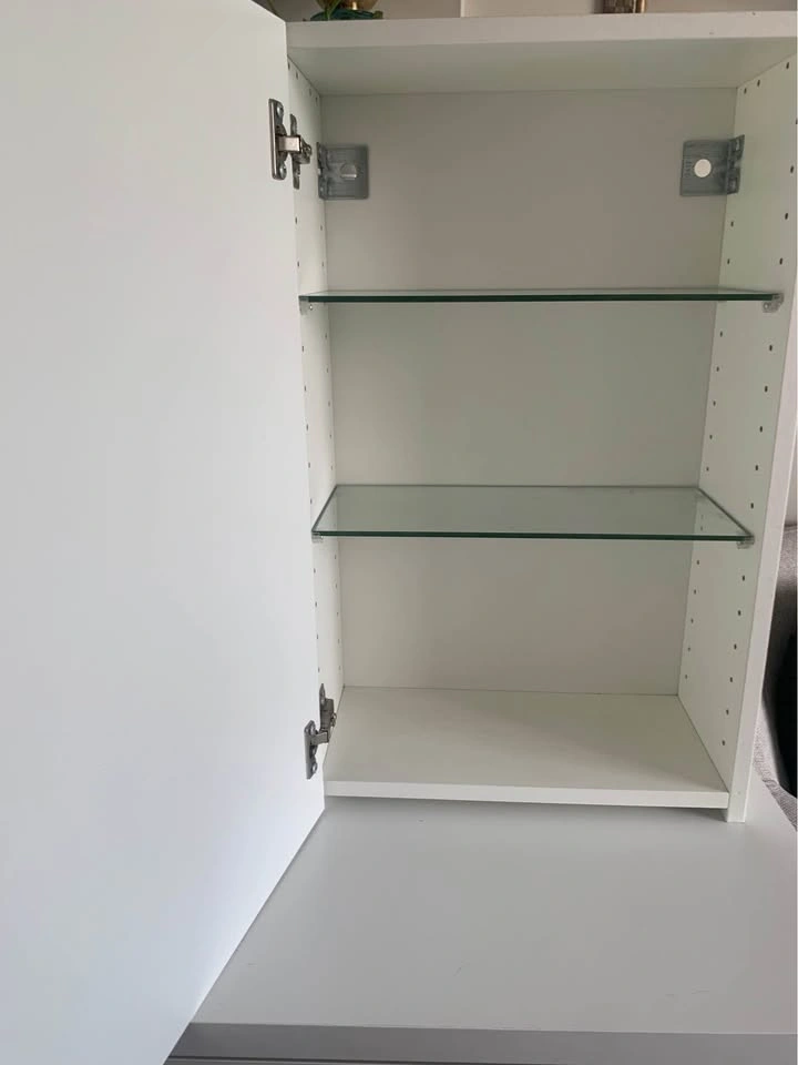 IKEA LILLHAGRN White Wall Cabinet with Glass Shelves - photo 2