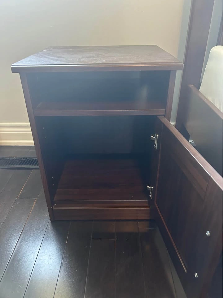 Dark Wood Nightstand with Storage Cabinet - photo 2