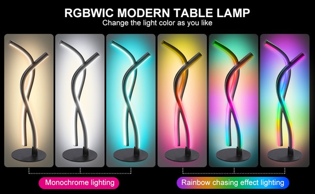 Wefomey Bedside LED Table Lamp Modern RGBIC-W