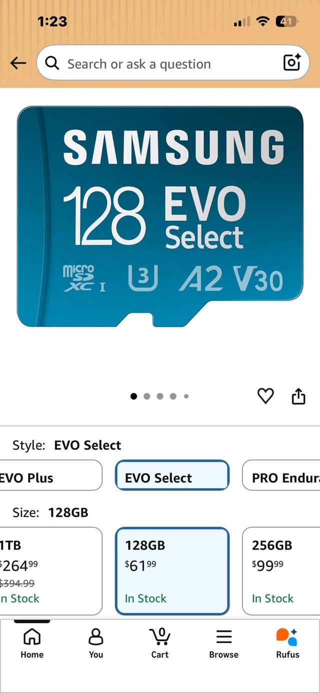 Samsung 128GB EVO Select MicroSD Card