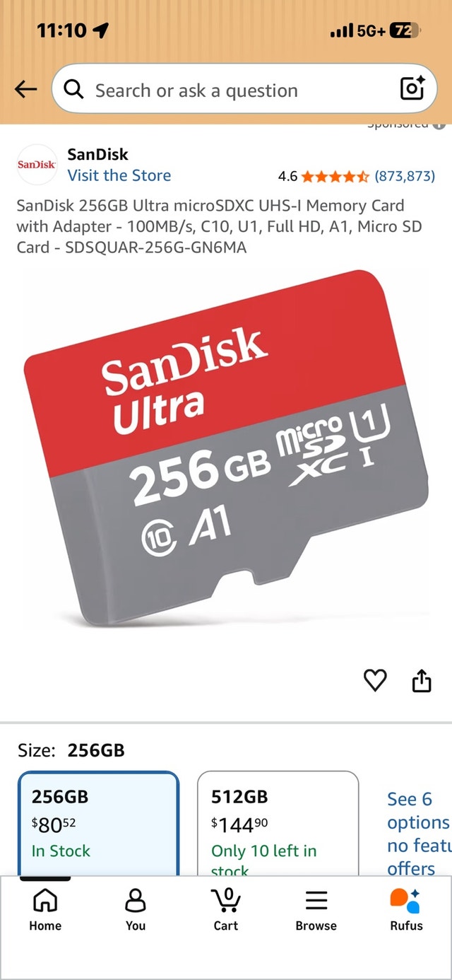 SanDisk 256GB Ultra microSDXC Card
