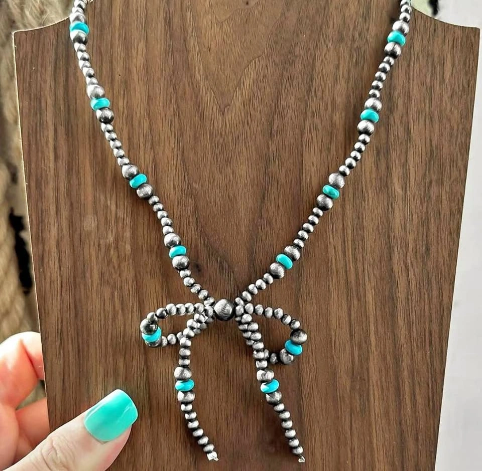 Turquoise Western Bow Necklace — Cowgirl Style