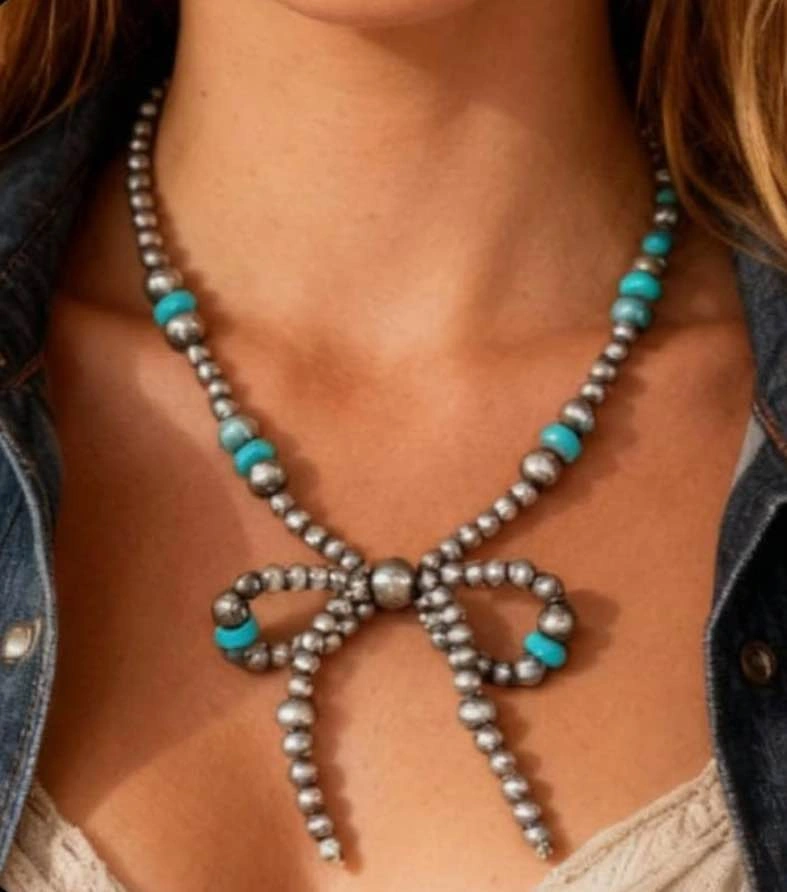 Turquoise Western Bow Necklace — Cowgirl Style - photo 2