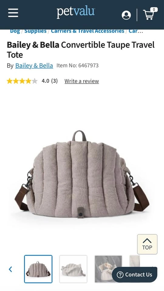 Dog or Puppy Bailey & Bella Convertible Taupe Travel Tote - photo 2