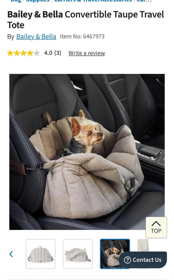Dog or Puppy Bailey & Bella Convertible Taupe Travel Tote - photo 3
