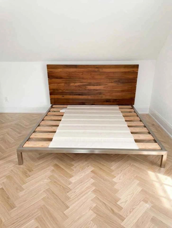 STYLEGARAGE Trinity King Platform Bed - stainless steel, walnut