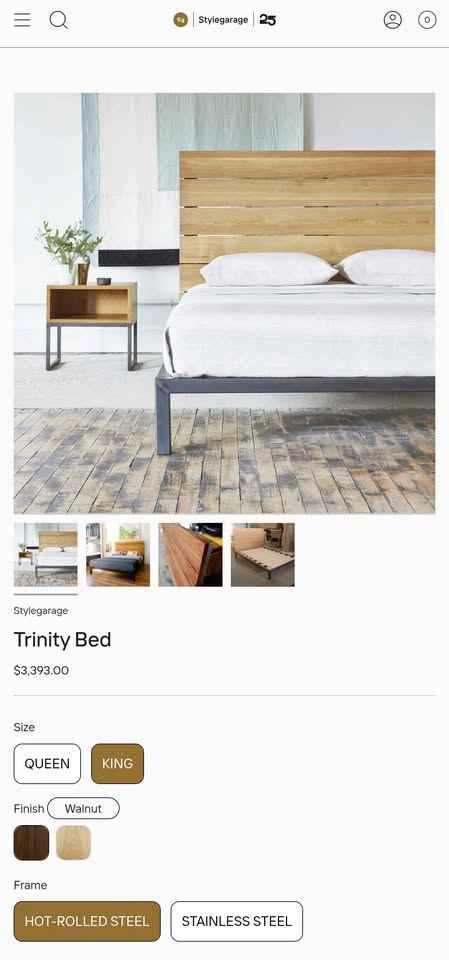STYLEGARAGE Trinity King Platform Bed - stainless steel, walnut - photo 4