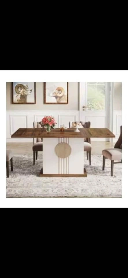 Modern Pedestal Dining Table - 55" Used - Like New - photo 3
