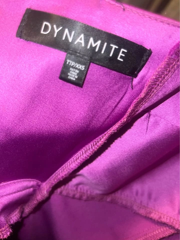 Dynamite Purple Satin Open Back Dress XXS - photo 3