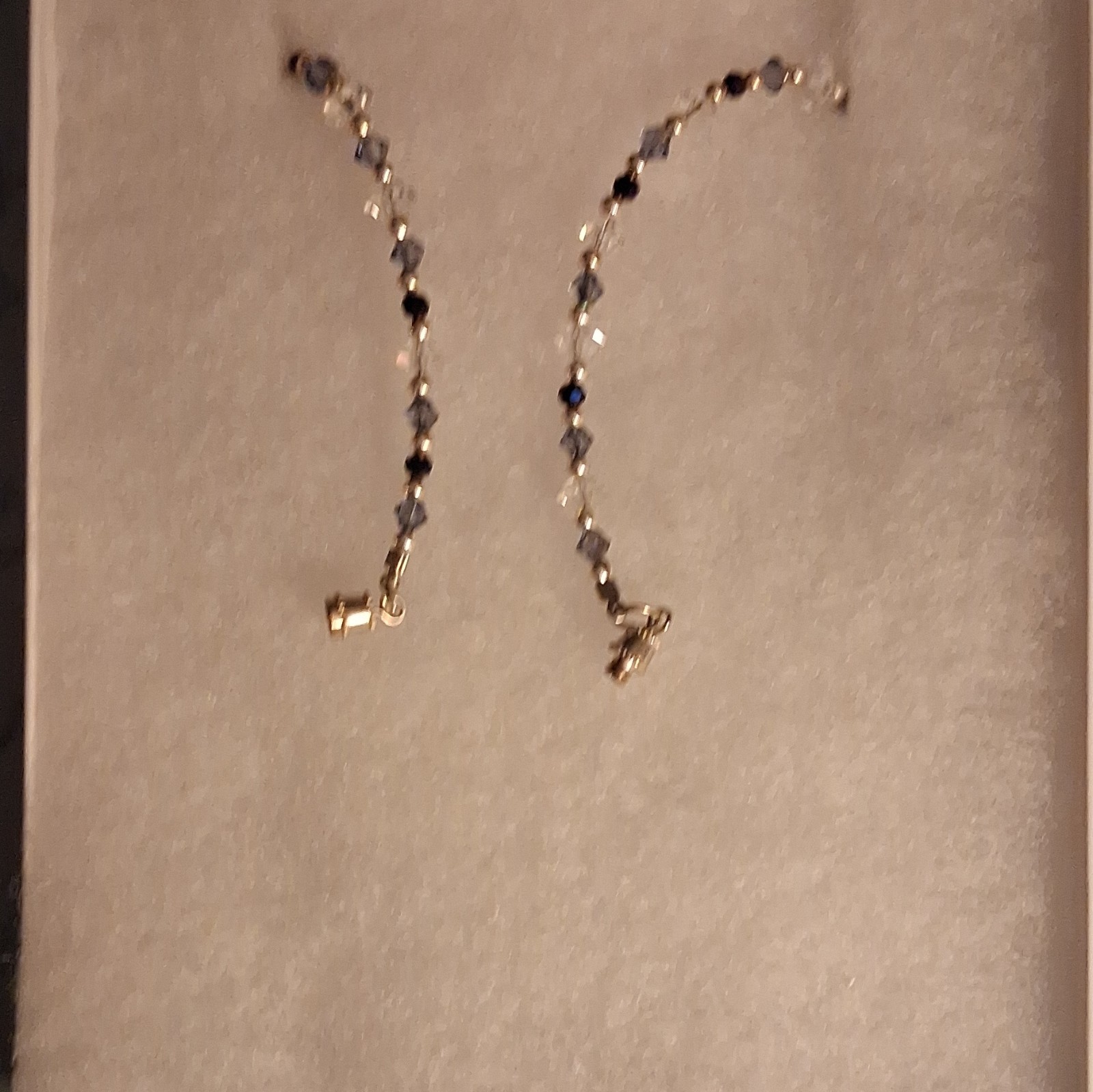 Swarovski Gold Plated Black Crystal Bicone Beaded Necklace