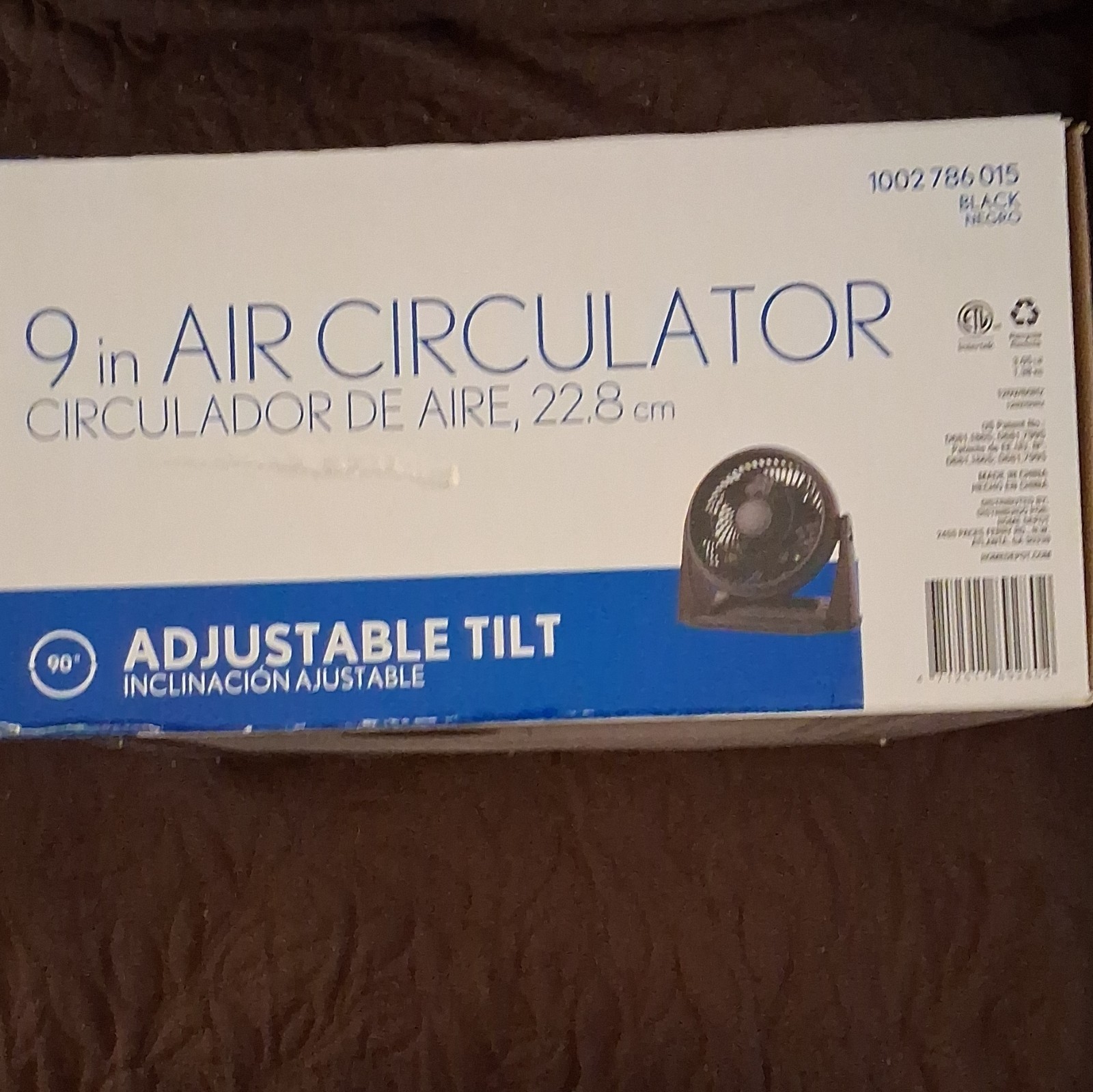 9in Air Circulator Fan Black 3-Speed Adjustable Tilt